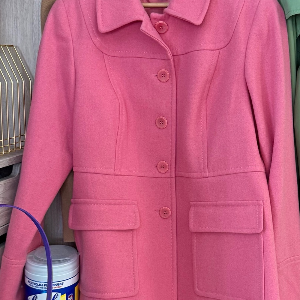 Pendleton Pink Button-Front Pea Coat M - image 2